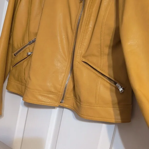 NWT - INC International Concepts Mustard Vegan Leather Jacket - Picture 5 of 10